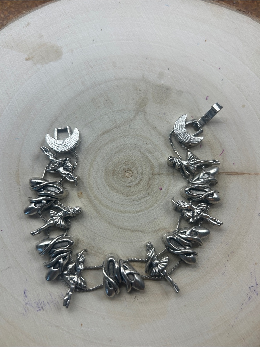 Silver Ballerina Charm Bracelet - Dance Motif